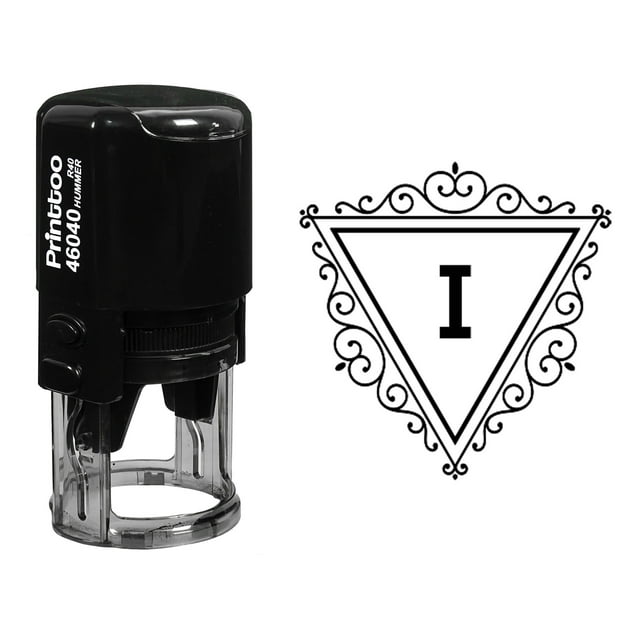 Printtoo Triangle Tourbillon Bordure I Alphabet Monogramme Initiale R-40 Auto Encreur Tampon en Caoutchouc Bureau Stationnaire