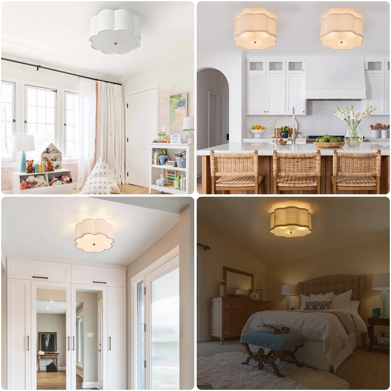 BESTOMINE Flush Mount Ceiling Light,13-inch Drum Ceiling Light Fixture,Modern Light Fixtures Ceiling Mount,3-Light Flush Mount Light Fixture