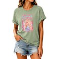 thumbnail image 3 of Dolly Shirt for Women Retro Floral Portrait Graphic Tee Country Music T Shirt Short Sleeve Crew Neck Casual Western Top, 3 of 5