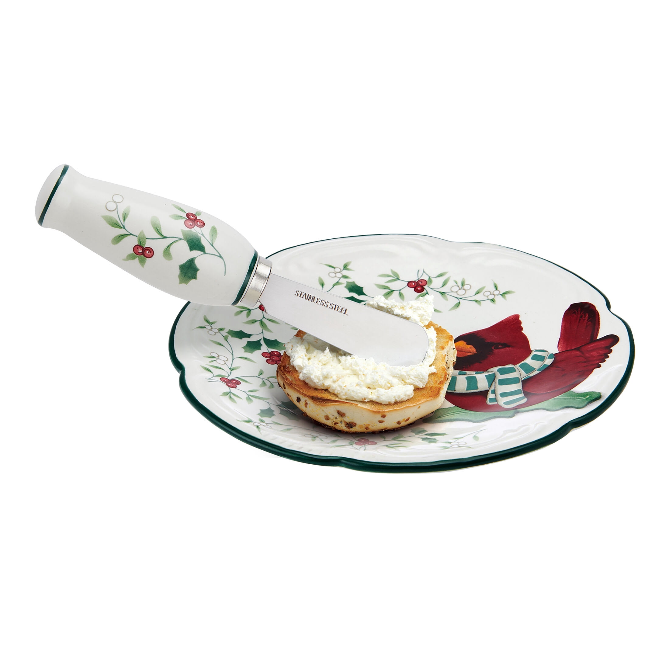 Pfaltzgraff Winterberry 6 in Dolomite Appetizer Plate with Spreader Cardinal Dolomite