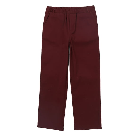 YEAHDOR Kids Little Boys Birthday Party Suit Trousers Adjustable Waist Regular Fit School Formal Pants A Burgundy 14
