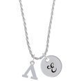 thumbnail image 1 of Delight Jewelry Silvertone Large Greek Letter - Lambda - Silvertone Script Initial Disc - E - Charm Necklace, 20"+3", 1 of 4