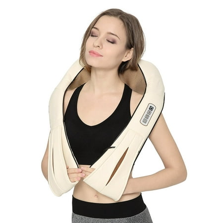 Nekteck Shiatsu Deep Kneading Massage Pillow with Heat, Car/Office Chair Massager, Neck, Shoulder, Back, Waist Massager Pillow [Speed Control, Bi-Direction Control] –