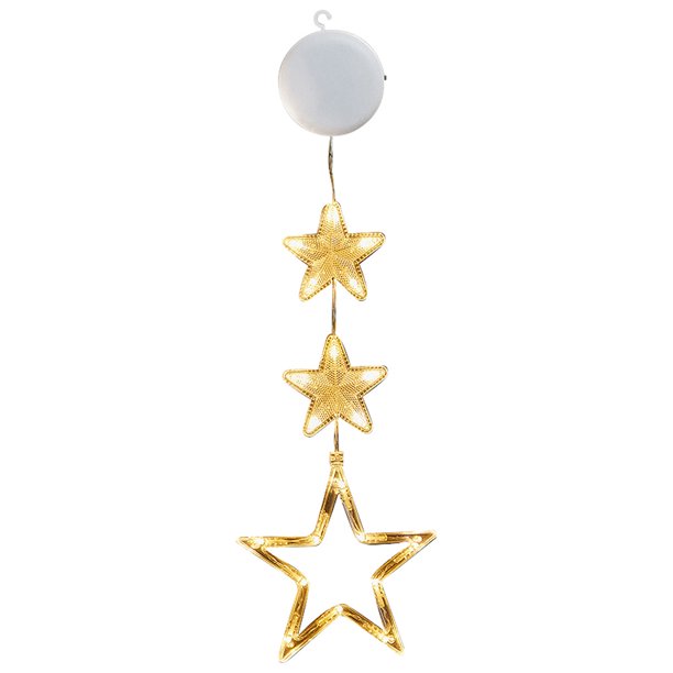 3 Luces Navideñas para en Ventana Funciona Con Pilas (estrella Cinco Puntas)