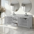 thumbnail image 2 of Vanity Art 72" Double Sink Bathroom Vanity Cabinet, Freestanding Storage Cabinet with Engineered Marble Top, Undermount Sinks, Drawer, and Shelve, 2 of 8
