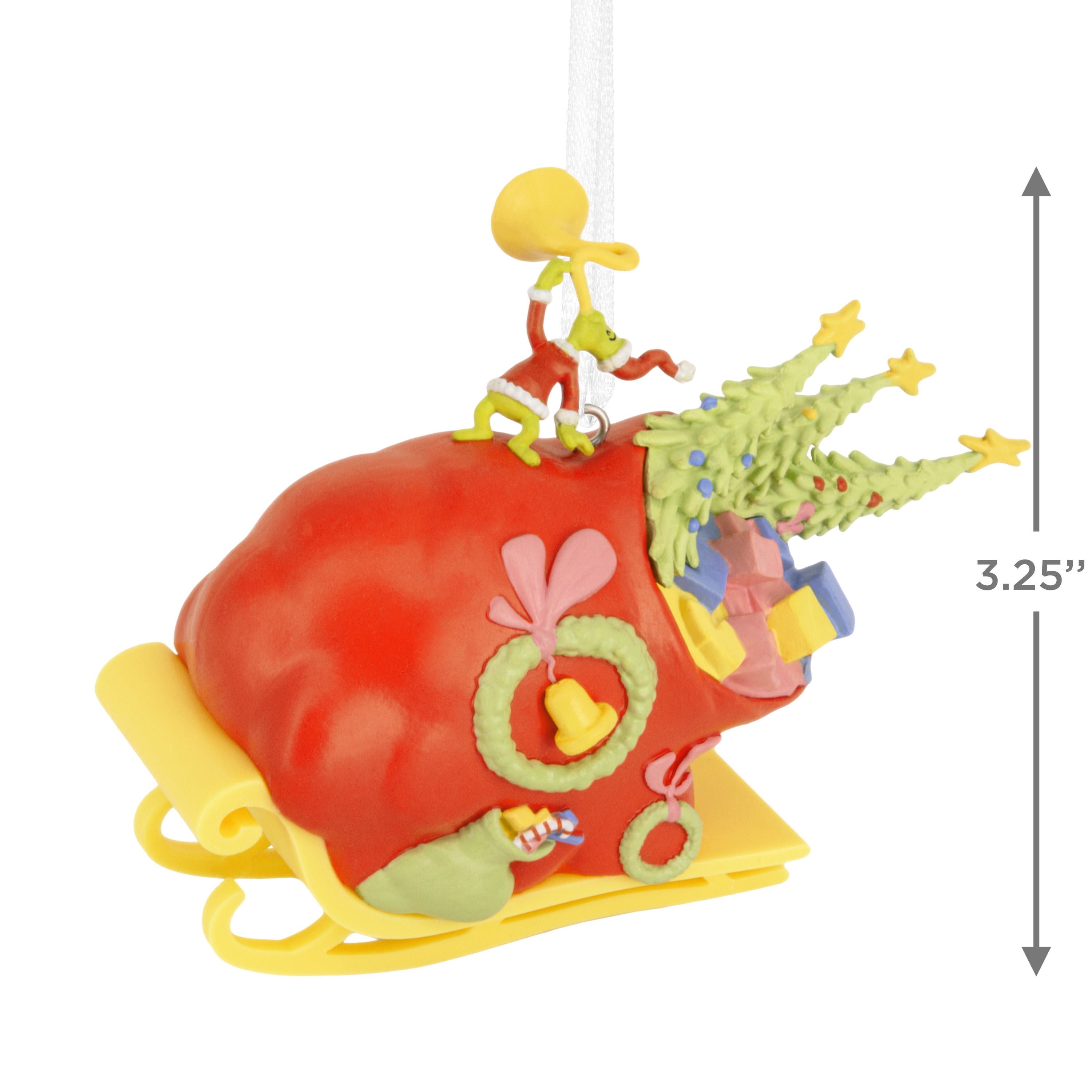 Hallmark Ornament TPR Figural Grinch Sleigh, 1 Count