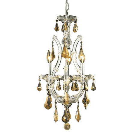 - Pendants Porch 4 Light With Golden Teak (Smoky) Crystal Royal Cut Chrome size 12 in 240 Watts - World of Classic