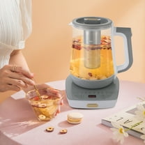 1.8L Round Electric Tea Kettle Tabletop Glass Tea Maker 110V 800W Tea Water Boiler for Homes, Offices