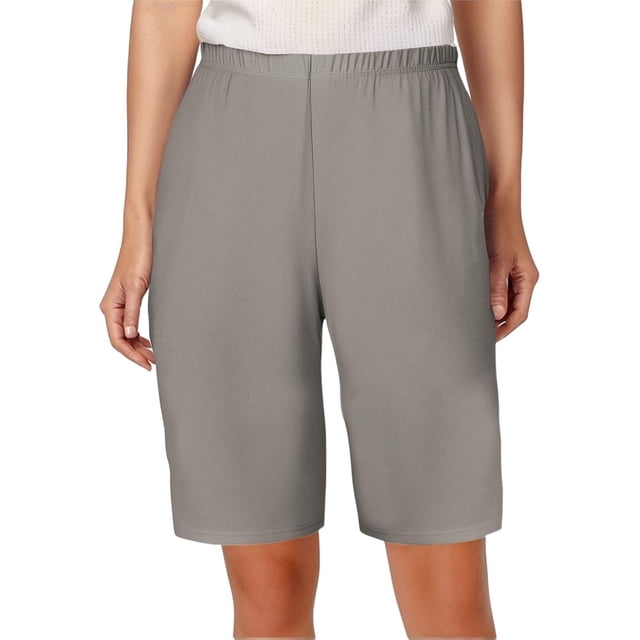 TrendOFT Womens Running Shorts Casual Stretch Waist Comfortable Wear Basic Solid Color Elastic High Waist Ladies Plus Size Capris Lounge Shorts Womens Athletic Shorts Grey L
