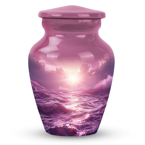 Radiant Dawn over the Majestic Purple Sea - Tiny Keepsake Urn for Human Ashes - Small Memorial for Adult Female Elegance - Classic Urn - Memorial Gifts - 3 Inch, 1 Pc