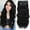 Black, variant on Clip in Long Wavy Synthetic Hair Extension 20 Inch Black 4PCS Thick Hairpieces Fiber Double Weft Hair for Women