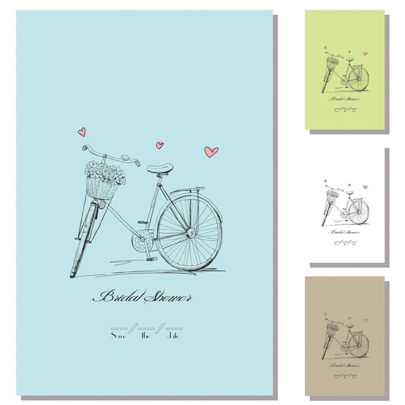 Briday Bridal Shower Save the Date Cards - Bicycle Design