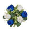 thumbnail image 2 of Anillo de vela floral artificial, corona de vela, corona de rosas pequeñas, anillo de vela de flor sintética, portavelas para cena fiesta en casa Azul, 2 of 8