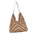 thumbnail image 4 of Bolso de hombro tejido de crochet informal para verano, ideal para playa, viajes y vacaciones. Beige caqui, 4 of 9