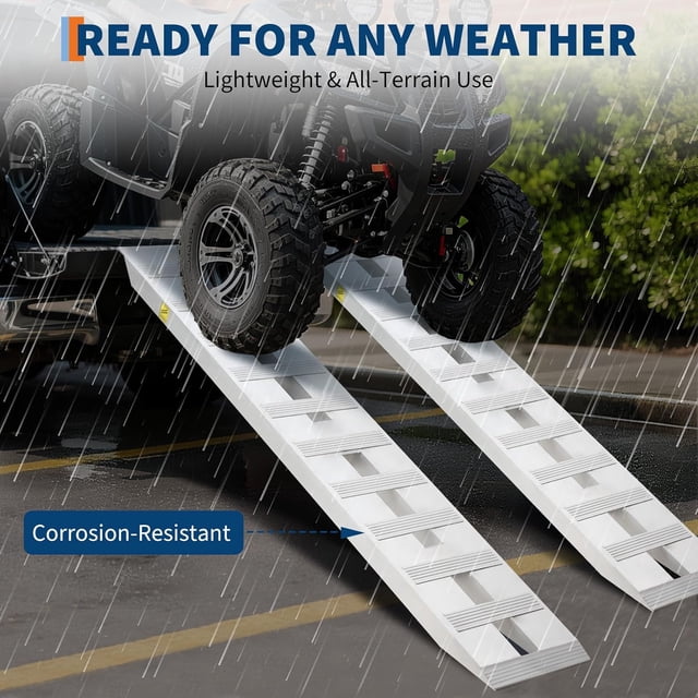 QinaQin 2 PC 60x12 in Aluminum Loading Ramp for Trailer, Silver