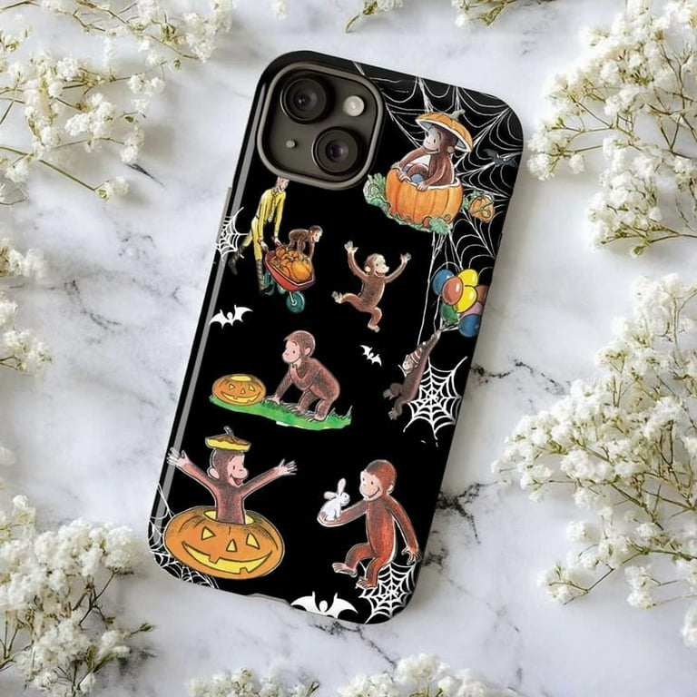 Curious Monkey Halloween Phone Case Cute Pumpkin & Spider Web Design for iPhone 16 15 14 13 12 11 Pro Max Plus Mini Curious Monkey Halloween Phone Case Cute Pumpkin & Spider Web Design for iPhone 16 15 14 13 12 11 Pro Max Plus Mini
