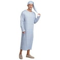 thumbnail image 6 of iiniim Men's 2Pcs Pajamas Set Long Sleeve Striped Kaftan Sleepwear Night Shirt with Sleeping Cap Type C M, 6 of 7