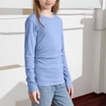 thumbnail image 5 of FAIWAD Toddler Girls Long Sleeve Shirts Crewneck Plain Soft T-Shirts Kids Cute Ruffle Tops, 1-10Y, 5 of 9