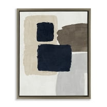 Stupell Industries Navy Blocked Shapes Abstract Painting Brown Floater Framed Canvas Art Print Wall Art, 25 x 31