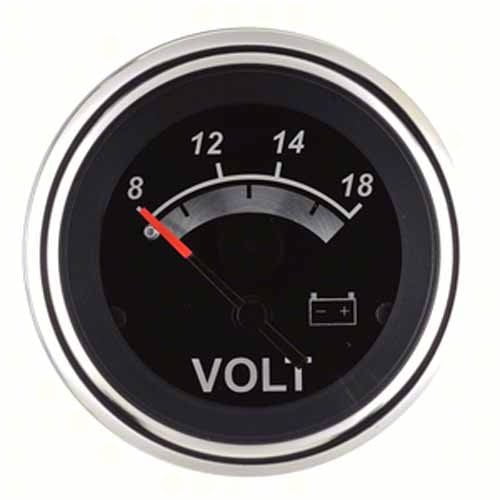 Sierra International 67019P Black Sterling, 12V System Voltmeter, 2"