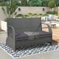 thumbnail image 4 of Bellemave Iron/HDPE Cushion Convertible To 4 Seats and Table Patio Bench, Purple-Gray, 4 of 11