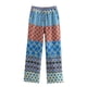 thumbnail image 3 of HH TRAF Pantalones de pierna ancha holgados de cintura alta para mujer, moda informal, estampados, bolsillos laterales, cordón decorativo, pantalones sueltos, 3 of 5