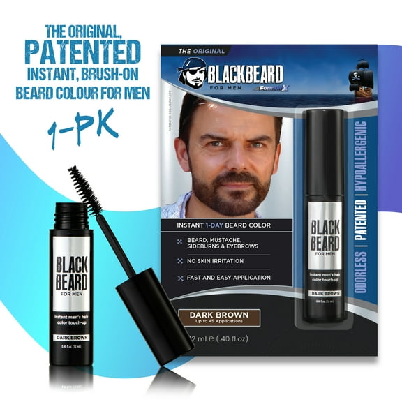 Blackbeard for Men Instant Beard Color – All Day Beard, Mustache, Eyebrow, and Sideburns Color – Temporary, Hypoallergenic Beard Dye Alternative – Up to 45 applications – Dark Brown , 1 Pack
