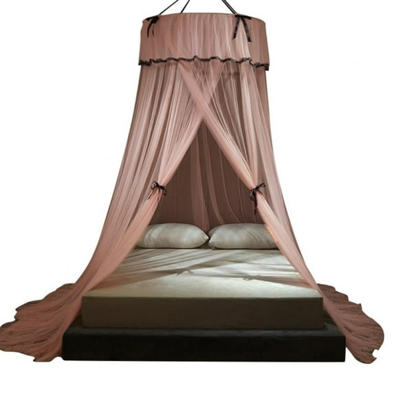 Girl Bed Canopy Lace Mosquito Net for Girls Bed, Princess Play Tent Reading Nook Round Lace Dome Curtains Baby Kids Games House,Fit Crib Full Queen Extra Large Bed