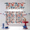thumbnail image 3 of Independence Day Kitchen Curtains Valances 3 Piece Set, U. S. Flag Themed Love Heart Five-Pointed Stars Retro Rod Pocket Tier Curtain and Valance Drapes for Small Window 24 Inch Length for Bedroom, 3 of 9