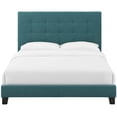 thumbnail image 5 of Contemporary Modern Urban Designer Bedroom Queen Size Platform Bed Frame, Fabric, Aqua Blue, 5 of 5