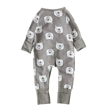 

QWERTYU Newborn Infant Baby Toddler Clothes Cartoon Zip Up Romper for Girl Boy Long Sleeve Jumpsuit 0-24M