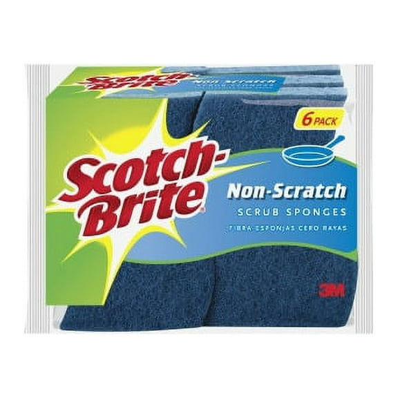 Scotch-Brite Non-Scratch Scrub Sponges 0.8" Height x 4.3" Width x 2.8" Depth - 6/Pack - Blue