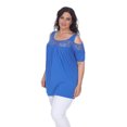 thumbnail image 5 of White Mark Women's Plus Size Bexley Lace Cold Shoulder Tunic Top, 5 of 5