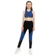 thumbnail image 3 of Aislor Kids Girls Two Piece Athletic Outfit Sports Bra Crop Top with Yoga Leggings Gymnastics Dance Set Size 4-16 Blue Black 14, 3 of 7