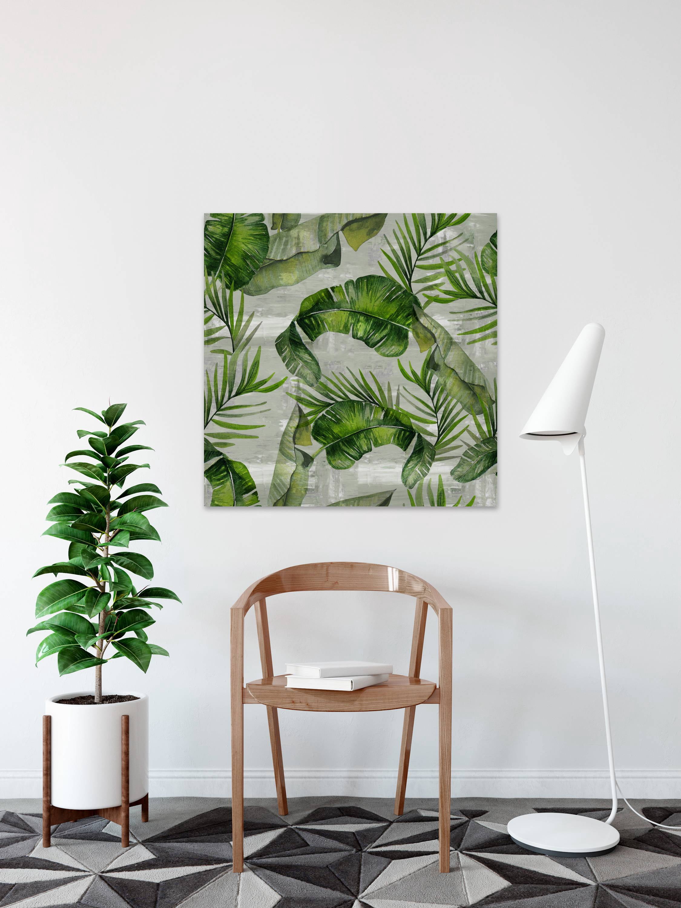 Marmont Hill Green Tropic Leaves Canvas Wall Art