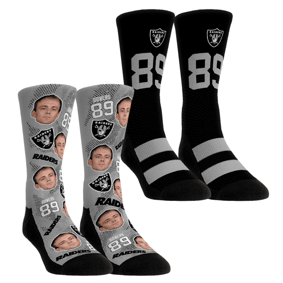 Unisex Rock Em Socks Brock Bowers Las Vegas Raiders Player Football Guy Two-Pack Crew Sock Set