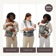 Bc Babycare Hexa Effortless Carrier, Ergonomic Carrier with Hip Seat Lumbar Support (Newborn to Toddler), Gray
