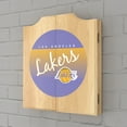 thumbnail image 4 of Los Angeles Lakers Hardwood Classics Dart Board Cabinet Set with 6 Steel Tip Darts, 4 of 7