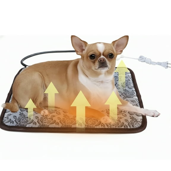 Pet Heating Pad, Electric Heating Pad for Dogs and Cats With Anti-bite Steel Cord Waterproof Adjustable Dog Warm Bed Mat Heated Pad 17.7inx17.7in