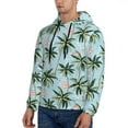 thumbnail image 3 of Pofeuu Flamingos And Palms Print Mens Casual Hooded Collar Drawstring Hoodies Pullover Sweatshirts Casual Long Sleeve Shirts-Large, 3 of 7