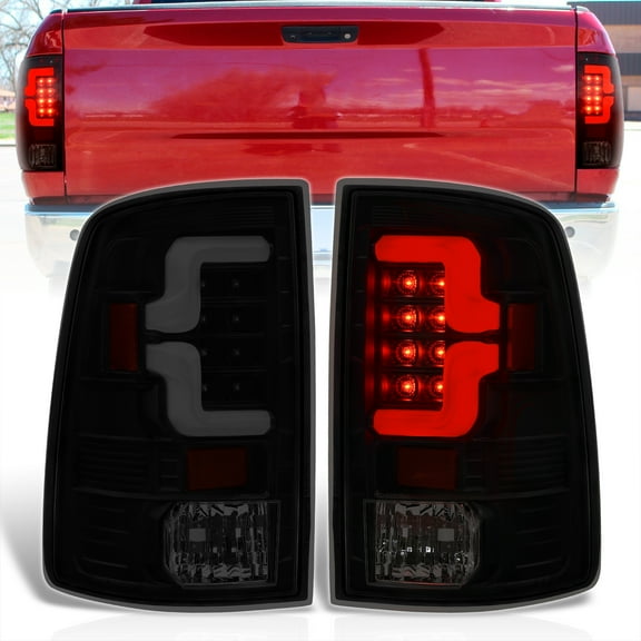 AJP Distributors Smoke Lens Black Housing White Tube LED Tail Lights Lamps Compatible/Replacement For Ram 1500 2500 3500 2009 2010 2011 2012 2013 2014 2015 2016 2017 2018 09 10 11 12 13 14 15 16 17 18