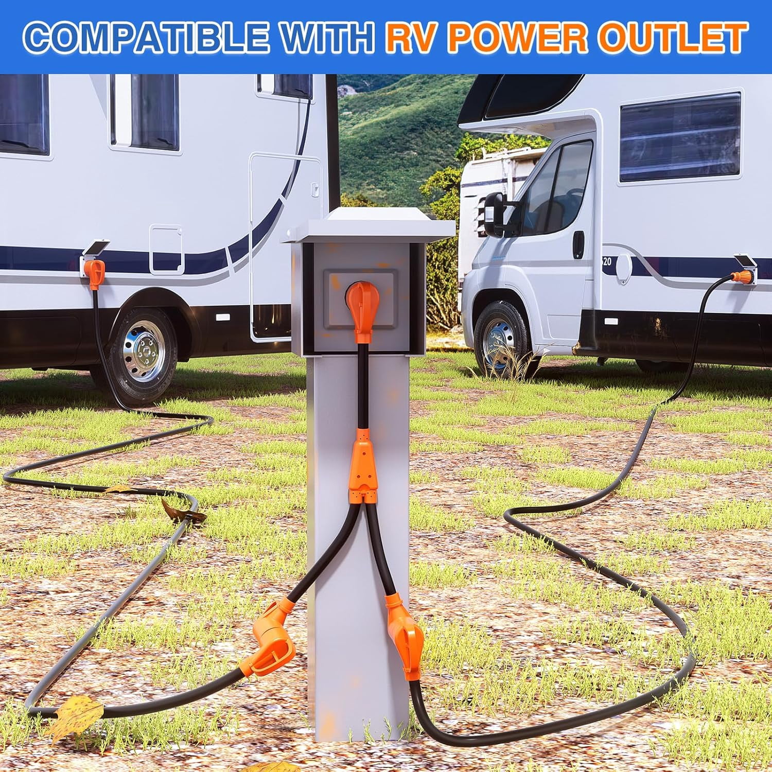 Nilight 30 Amp RV Y Splitter Adapter Cord, TT-30P Male to Dual TT-30R Female, 10 AWG Heavy Duty Pure Copper Cable for RV Camper Generator