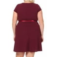 thumbnail image 3 of Women's Plus Size Casual Flared A Line Swing Dresses Short Sleeve With Belt Trim, 3 of 6