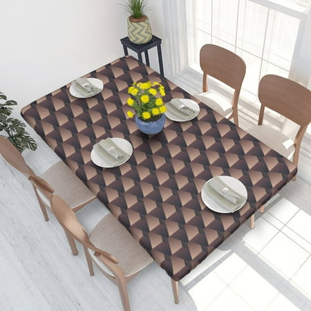 

Home Deluxe Tablecloth Geometric Architectural Patterns Waterproof Elastic Rim Edged Table Cover- For Christmas Parties And Picnics 4ft