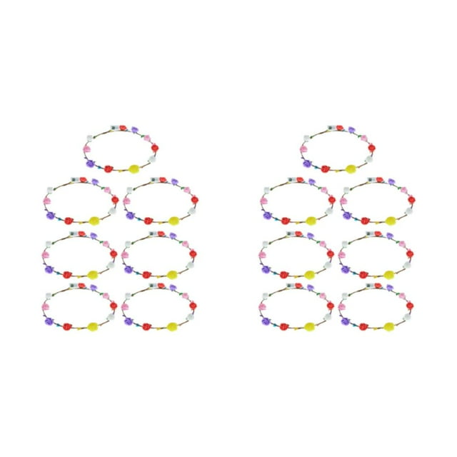 Youkk 7pcs Flower Headband EVA Foam For Long-Lasting Usage For Festivals And Celebrations LED Light Flower Headband Blended colours 2Set