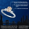 thumbnail image 2 of Gem Stone King 14K White Gold Peach Morganite and White Zirconia Engagement Ring for Women | 1.22 Cttw | Oval 8X6MM | Gemstone October Birthstone | Size 9, 2 of 6