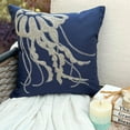 thumbnail image 2 of The HomeCentric Navy Blue Euro Size Pillowcases Pack of 2, 26x26 inch (65x65 cm) Linen European Sham&nbsp;Covers, Jelly Fish, Fish, Beaded, Beach Style European Pillow - Jelly Fish At The Shore, 2 of 10