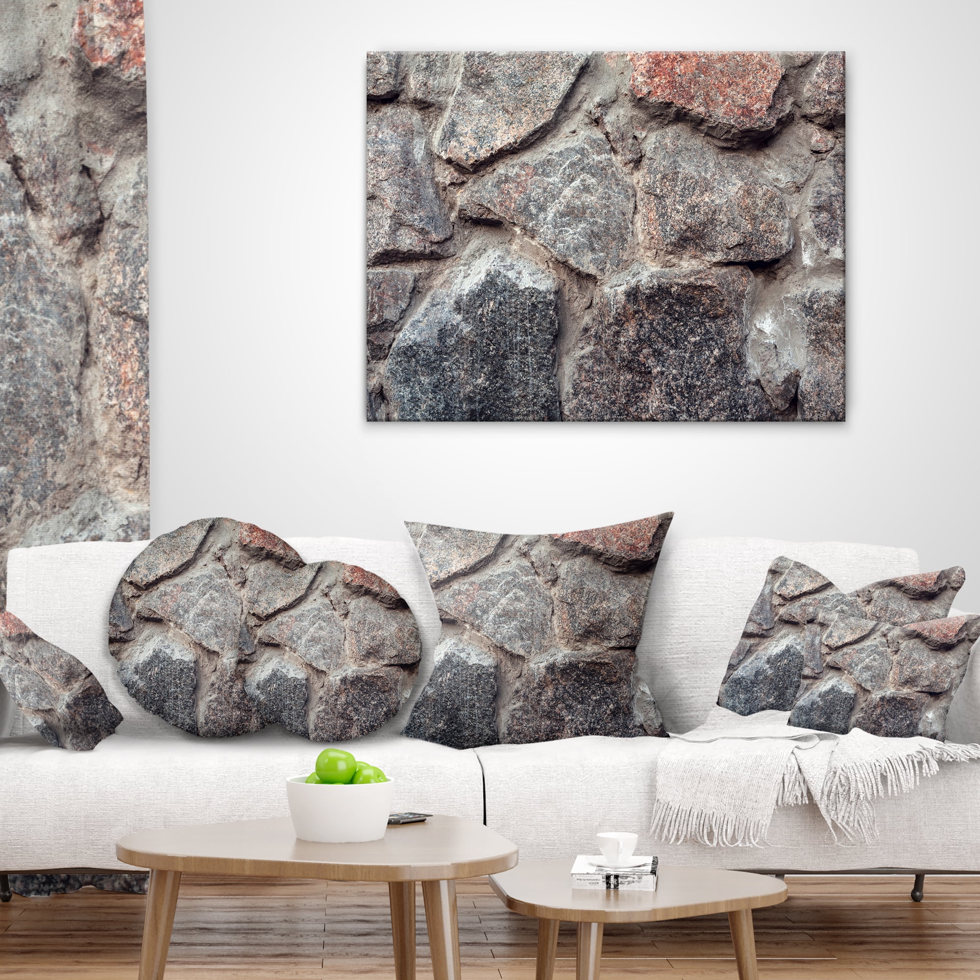 Designart Natural Granite Stone Texture - Landscape Photography Throw Pillow - 12x20