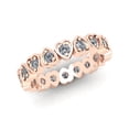 thumbnail image 2 of Natural .60Ct Round Cut Brilliant Diamond Heart Women's Anniversary Wedding Eternity Band Ring Solid 14k Rose Gold H SI2, 2 of 3