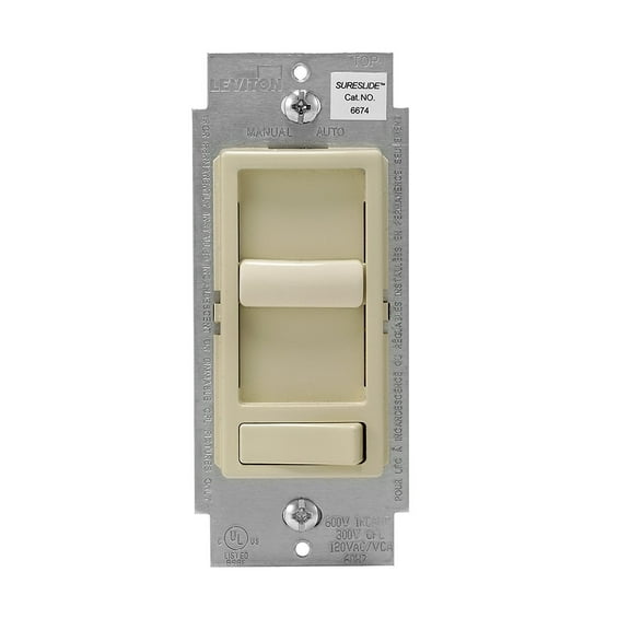 Leviton 6674-P0I 6 Pack Decora SureSlide Slide CFL LED dimmer, Ivory